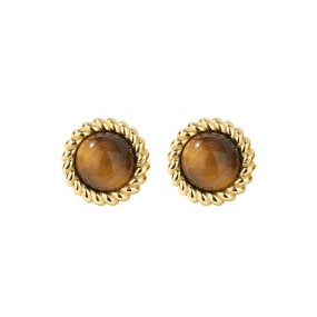 Tiger Eye Hoop Earrings - Vintage Maillard Small