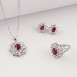 Jewelry Set - Vintage Red Diamond Flower Factory