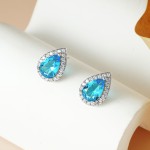 Stud Earrings - OEM ODM Pear Blue Zircon