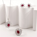 Jewelry Set - Vintage Red Diamond Flower Factory