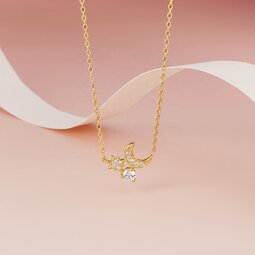 Moon Star Necklace - Gold Plated Crescent Designer