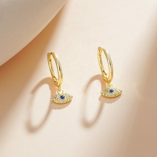 Evil Eye Hoop Earrings - Blue Diamond Wholesale