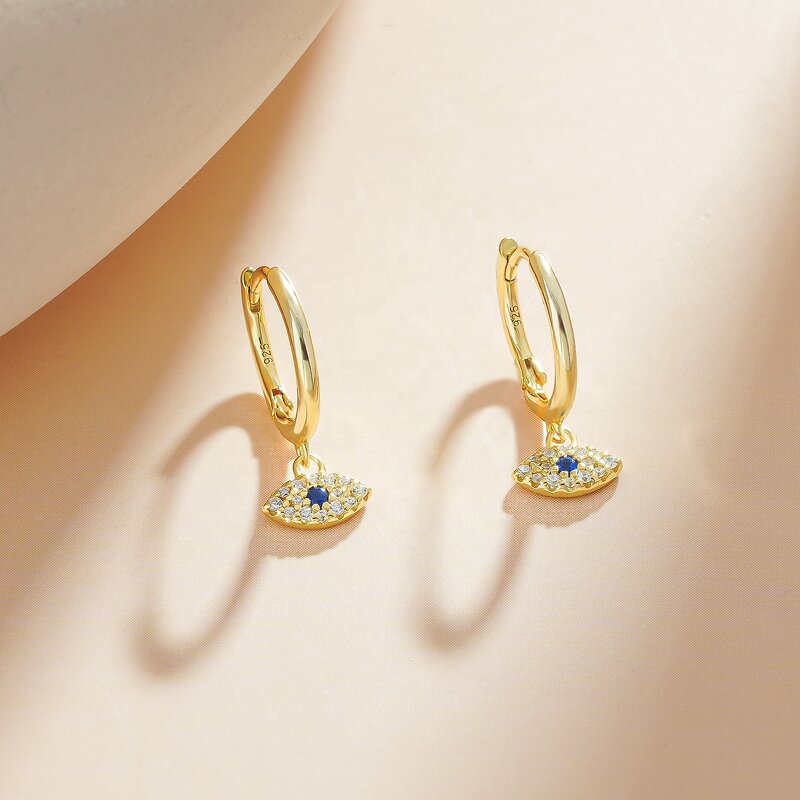 Evil Eye Hoop Earrings - Blue Diamond Wholesale