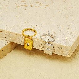 Geometric Hoop Earrings - Gold Plated Octagram