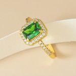 Emerald Cut Ring - Dainty Green Zircon Wholesale