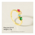 Colored Zircon Ring - S925 Pure Silver Opening