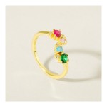 Colored Zircon Ring - S925 Pure Silver Opening