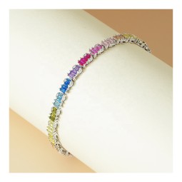 Rainbow Tennis Bracelet - Full Baguette Cut