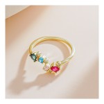 Colored Zircon Ring - S925 Pure Silver Opening