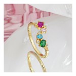 Colored Zircon Ring - S925 Pure Silver Opening