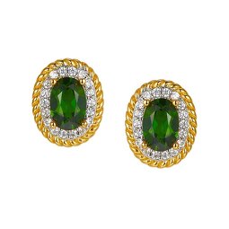 Diopside Hoop Earrings - S925 Natural French