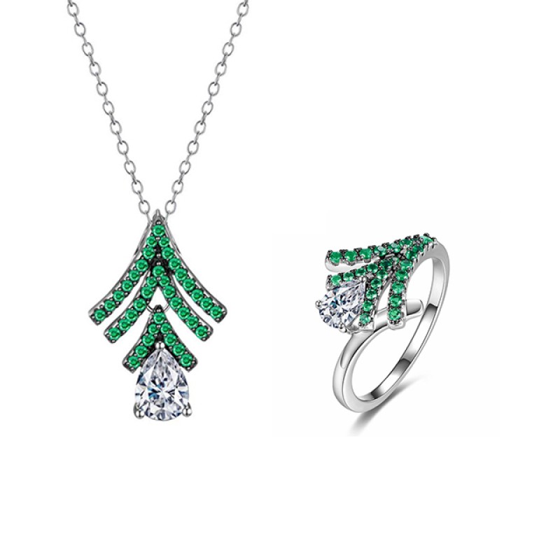 Leaf Jewelry Set - Full Cz Pave Summer New
