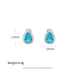 Stud Earrings - OEM ODM Pear Blue Zircon