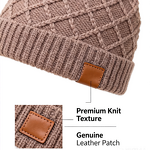 Jacquard Beanie Factory - No Cuff Leather Patch