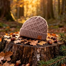 Jacquard Beanie Factory - No Cuff Leather Patch