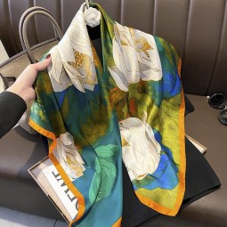 Imitation Silk Scarf - Flower Lotus Factory