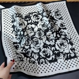 Silk Scarf - Black Polka Dot 70cm Factory