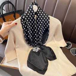 Imitation Silk Scarf - Korean White Camellia