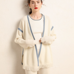 Knitted Cardigan - Women's Vintage V-Neck