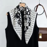 Silk Scarf - Black Polka Dot 70cm Factory