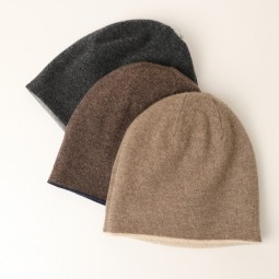 Cashmere Hat - Plain Knitted Double-Sided