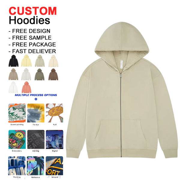 Men's Zip-up Hoodie - Factory Custom Neck Factory