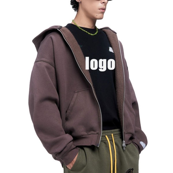 Men's Hoodie - Custom Logo Zipper Embroidered