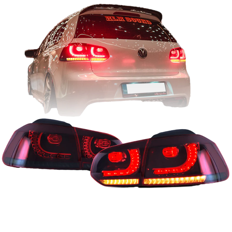 VW Golf Mk6 LED Tail Lamp Factory - VLAND Red/Smoked Lens 12V
