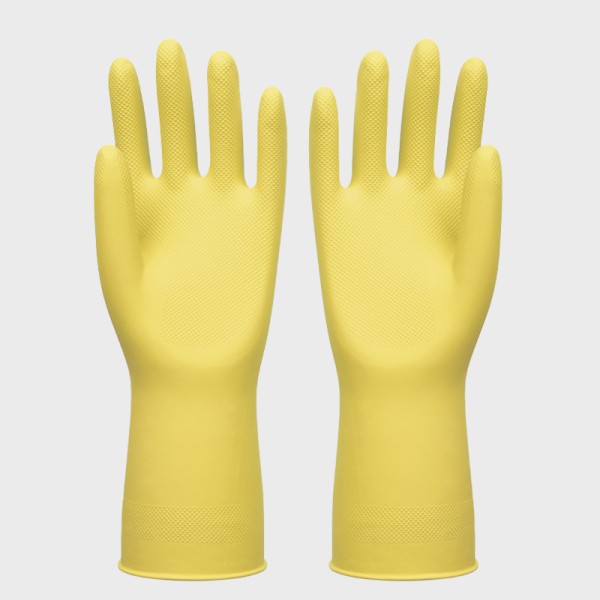 Kitchen Latex Gloves - Long Dishwashing Yellow
