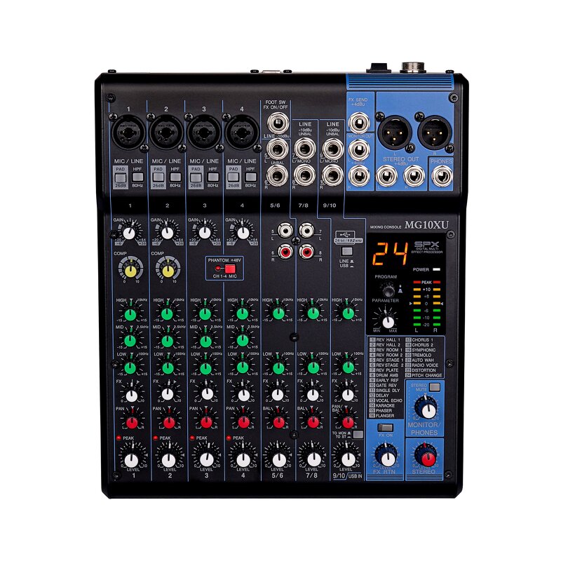 Professional Mixer Factory - M10XU 10 Channel Metal Console