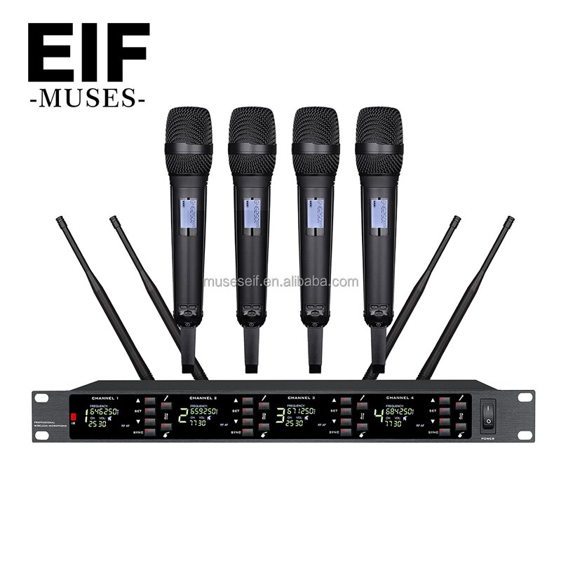 Wireless Microphone System Supplier - 4 Channel UHF Home KTV Metal