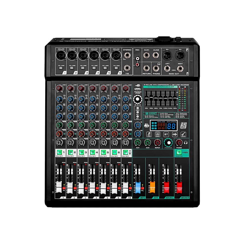 USB Audio Mixer Factory - EIF XFX-8 8-Channel Bluetooth Effect
