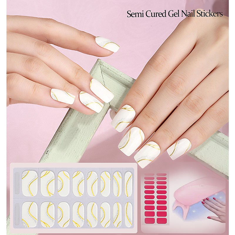 Factory Supplier New Gel Nail Stickers Self Adhesive Semi Cured Gel Nail Polish Strips Gel Nail Stickers