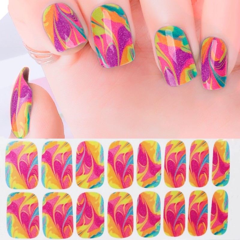 Newest Custom Non -Toxic Nail Polish Stickers 2D Type Popular Nail Wraps Paper  Without UV Lamp
