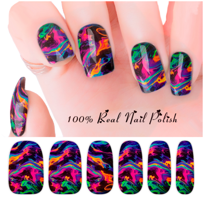 China Supplier Polish Nail Wraps Self-adhesivenail Warps AMP 16pcs Full Nail Sticker