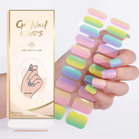 rainbow Style Wholesale Customize Nail Polish Wraps Semi Cured Gel Nail Wraps Stickers UV Lamp Nail Gel for Girls