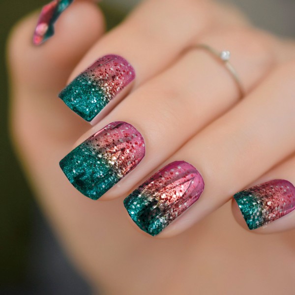 New Arrival Styles Metallic Designs Wholesale New UV Gel Nail Stickers Semi Cured Gel Self Adhesive Press on Nails