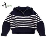 Women's Zip Sweater Factory - Custom Striped Knit Jumper