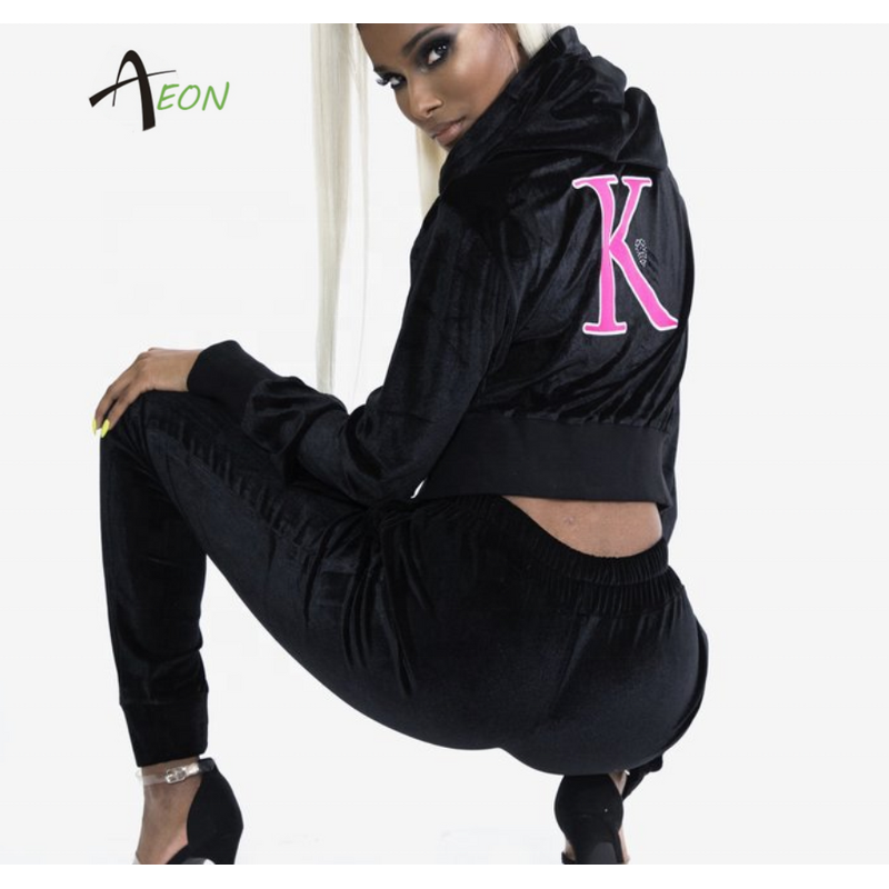 Women's Tracksuit Factory - Custom Velvet Crop Set
