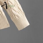 Women's Knit Set Factory - V Neck Cable Knit Pants Set