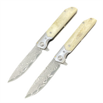 Damascus Folding Knife Factory - Ox Bone Rosewood Handmade Outdoor Hunting