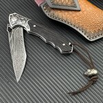 Damascus Pocket Knife Supplier - Steel Wooden Handle Men Outdoor Collectable