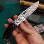 Damascus Pocket Knife Supplier - High Carbon Steel Camping Self-Defense