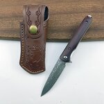 Damascus Pocket Knife Supplier - Steel Blade Wood Handle Hunting Survival
