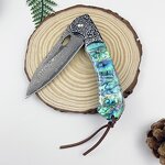 Damascus Outdoor Knife Factory - Direct Sale Sea Shell Handle Pocket