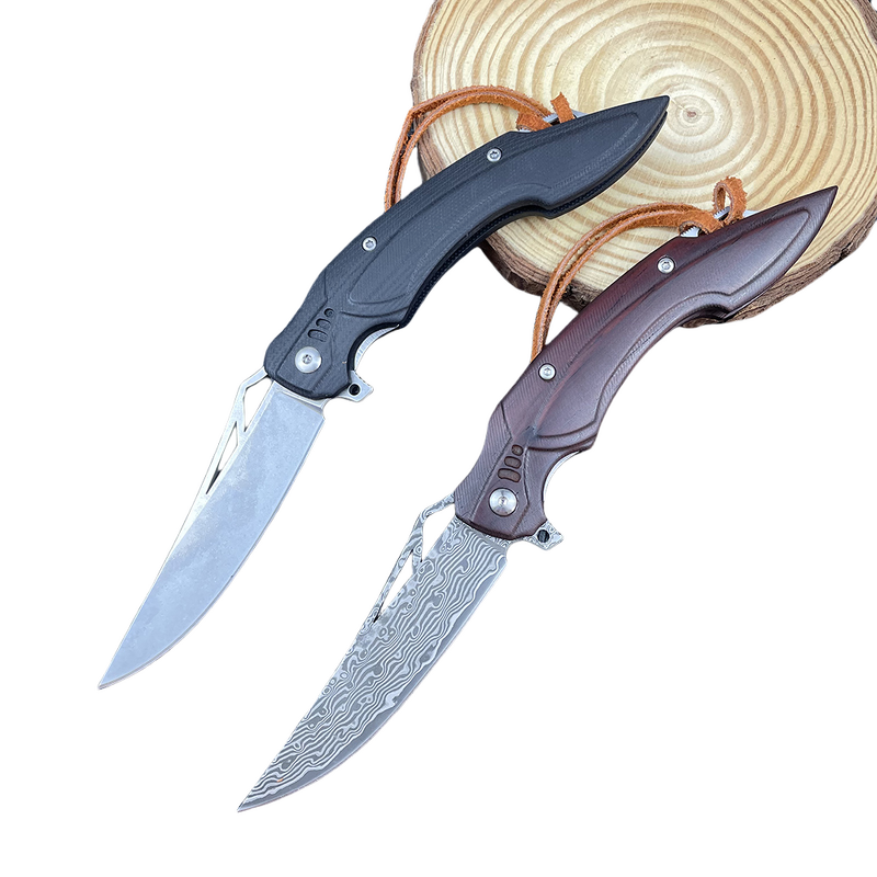 Damascus Folding Knife Factory - Wood/G10 Handle High Hardness Outdoor