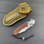 Damascus Folding Knife Supplier - High Quality VG10 Sand Ironwood Handle Customizable