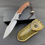 Damascus Folding Knife Supplier - High Quality VG10 Sand Ironwood Handle Customizable