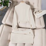Women's Suit Set Supplier - Elegant Office Double-Breasted Pantsuit Button