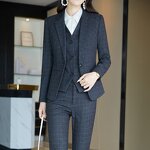 Pant Suit Set Factory - OEM 4 Piece Plaid Formal Office Uniform
